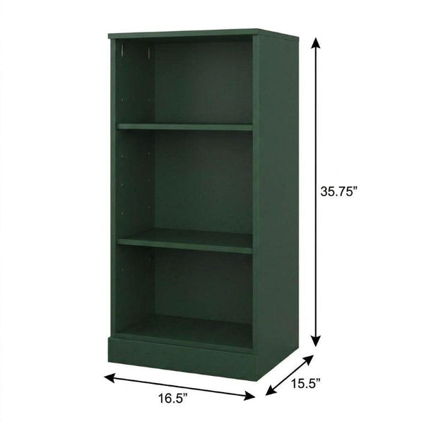 36 Inch Solid Wood Bookcase with Three Adjustable Shelves for Home Office or Library