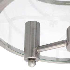 Silver Three Bulb Semi Flush Mount Drum Ceiling Light with Gleaming Clear Glass