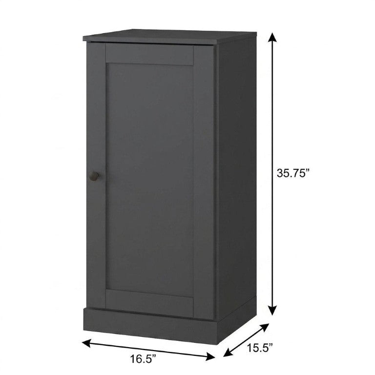 HomeRoots 36 Inch Gray Solid Wood Three Tier Bookcase with Cabinet Door for Home Library 751320