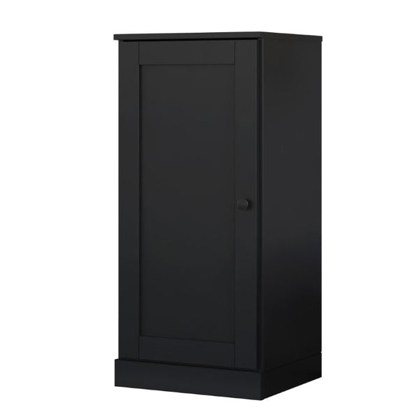 36 Inch Solid Wood Adjustable Bookcase with Three Tiers Storage Cabinet and Door