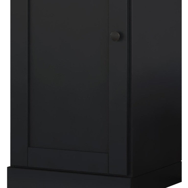HomeRoots 36 Inch Solid Wood Adjustable Bookcase with Three Tiers Storage Cabinet and Door 751321