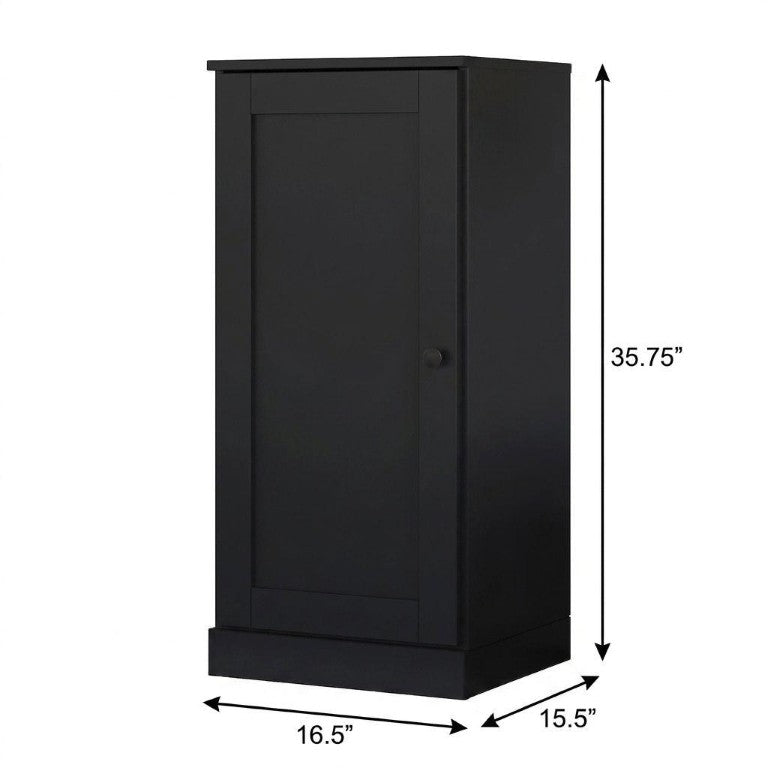 HomeRoots 36 Inch Solid Wood Adjustable Bookcase with Three Tiers Storage Cabinet and Door 751321