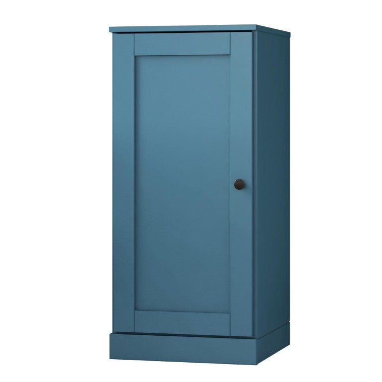 HomeRoots 36 Inch Solid Wood Three Tier Adjustable Bookcase with Cabinet Door Teal Finish 751322