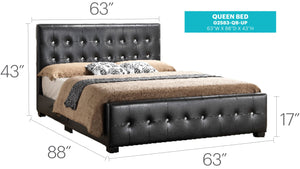 English Elm Elegant Velvet Queen Bed with Padded Headboard for Cozy Reading, Sturdy Frame & Timeless Style Black 40.6 L x 65 W x 4.73 H B078108140
