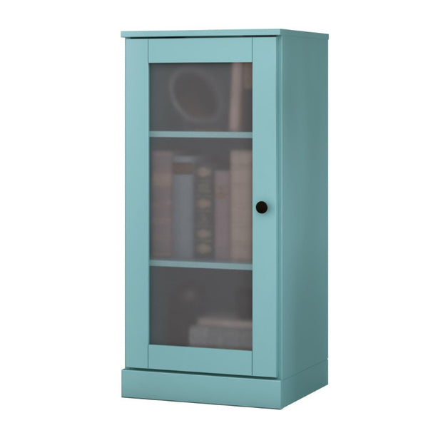 HomeRoots 36 Inch Solid Wood Three Tier Adjustable Bookcase with Storage Cabinet Door 751348