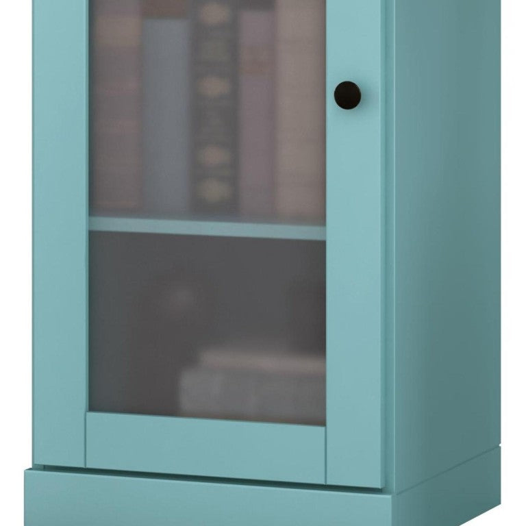 HomeRoots 36 Inch Solid Wood Three Tier Adjustable Bookcase with Storage Cabinet Door 751348