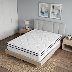 12 Inch Queen Chevron Gel Infused Hybrid Mattress for Restful Medium Firmness Sleep