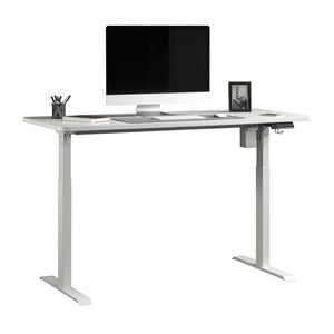 English Elm Sit/Stand Desk In Modern White Finish With Ergonomic Height Adjustment & Integrated Charging Options B356P402616-GIGA