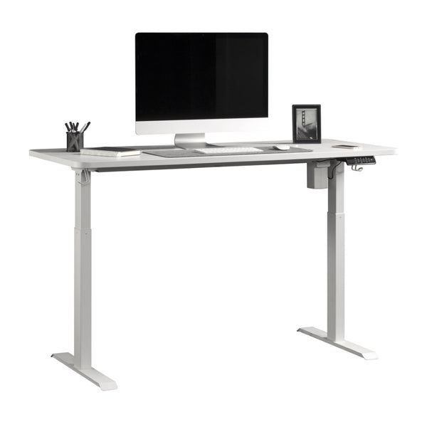 English Elm Sit/Stand Desk In Modern White Finish With Ergonomic Height Adjustment & Integrated Charging Options B356P402616-GIGA