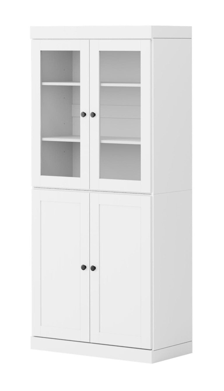 HomeRoots 72 Inch Solid White Wood Six Shelf Bookcase with Adjustable Shelving and Cabinet Doors 751505