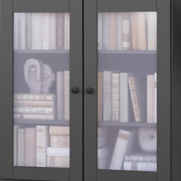 36 Inch Solid Wood Three Tier Adjustable Bookcase with Cabinet Doors for Home Library Storage