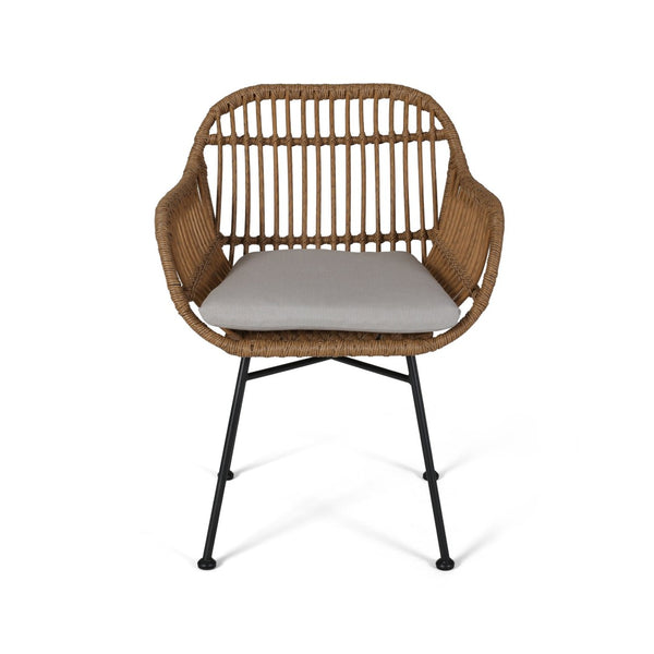 English Elm Rodney Polyethylene Rattan Accent Chair Set Woven Over Steel Frame for Modern Living 65036.00LBRN