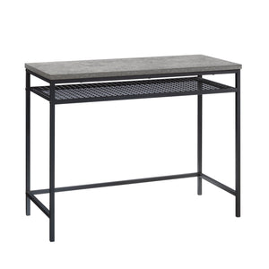 English Elm Writing Desk with 1" Thick Top and Lower Shelf, Gray Engineered Wood, Metal Frame, 40x18 Surface B356P367967