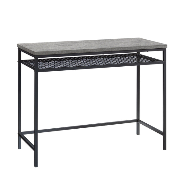 English Elm Writing Desk with 1" Thick Top and Lower Shelf, Gray Engineered Wood, Metal Frame, 40x18 Surface B356P367967