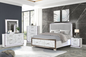 English Elm Desire Queen 5-Piece Bedroom Set – Chic Led Upholstered Bed, Storage Solutions, And Modern Accents B009S02067