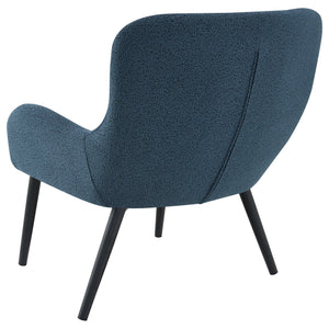 English Elm Luna Aegean Blue Upholstered Armchair — Mid-Century Curved Silhouette, Plush Textured Comfort, 30.5"H B062P299845