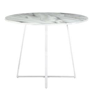 English Elm Cosmo Glam Dining Table With White Marble Top & Chrome Base - Modern Elegance For Your Home B202S01110