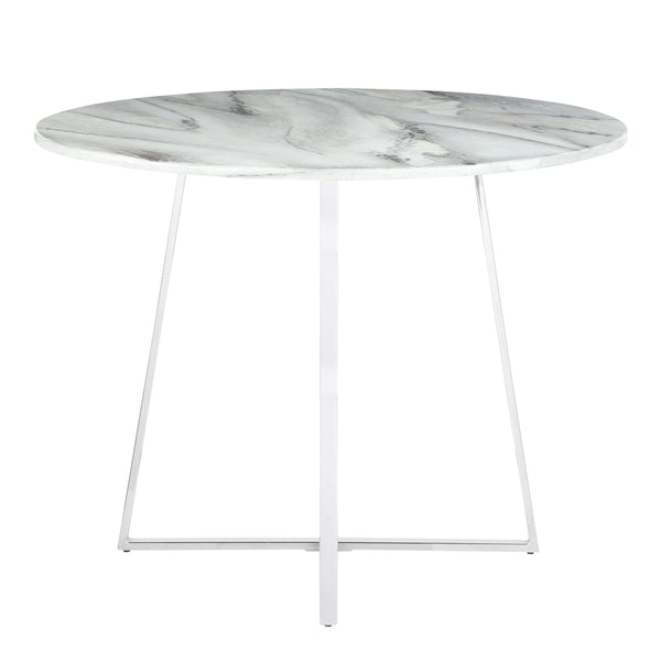 English Elm Cosmo Glam Dining Table With White Marble Top & Chrome Base - Modern Elegance For Your Home B202S01110