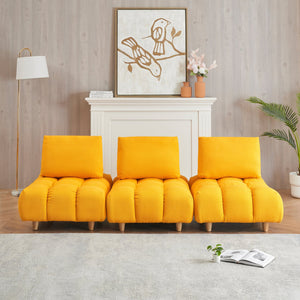 English Elm 90 Teddy Sofa 90in Plush Apartment-Ready 3-Seater with Solid Wood Legs, Sponge Cushions, Cozy Appeal Yellow W1658S00067