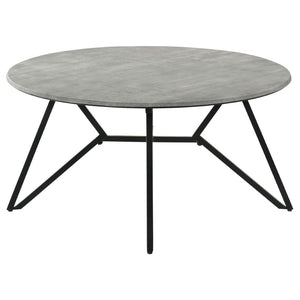 English Elm Garfield Industrial 3 Piece Round Coffee and End Table Set with Cement Textured Tops B062S01553