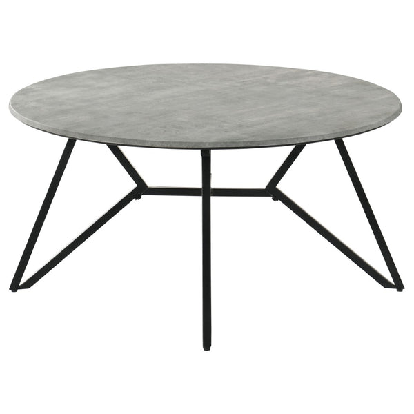 English Elm Garfield Industrial 3 Piece Round Coffee and End Table Set with Cement Textured Tops B062S01553