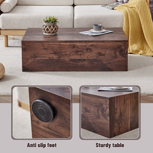 English Elm 39.3*23.6*12 Low Profile Walnut Mdf Coffee Table Modern Living Room Accent W1151P231619