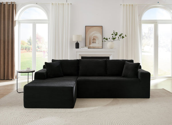 English Elm L-Shaped Modular Cloud Sectional Sofa - Instant Comfort, Durable Corduroy Sleeper For Any Room W2339P294921