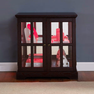 English Elm Led Curio Display Cabinet - Antique Cherry Showcase With Adjustable Shelves, Bluetooth Led Lights & More! W2275P231694