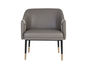 Sunpan Carter Lounge Chair - Elegant Barrel Back Design in Luxe Faux Leather with Stylish Black Steel Legs Napa Taupe / Napa Stone