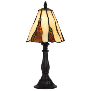 HomeRoots 14 Inch Bronze Tiffany Style Stained Glass Table Lamp with Artistic Cone Shade 751905
