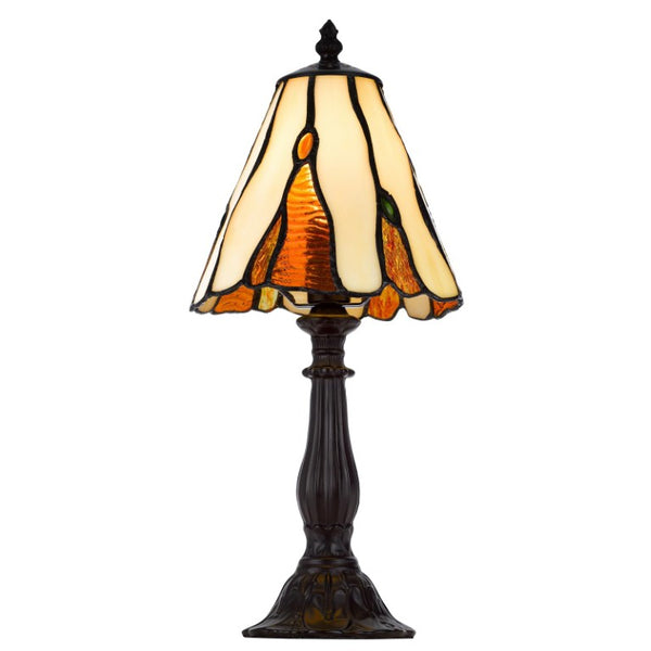14 Inch Bronze Tiffany Style Stained Glass Table Lamp with Artistic Cone Shade