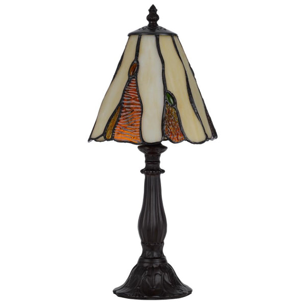 14 Inch Bronze Tiffany Style Stained Glass Table Lamp with Artistic Cone Shade