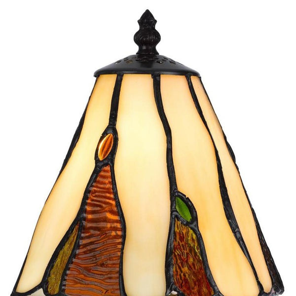 14 Inch Bronze Tiffany Style Stained Glass Table Lamp with Artistic Cone Shade