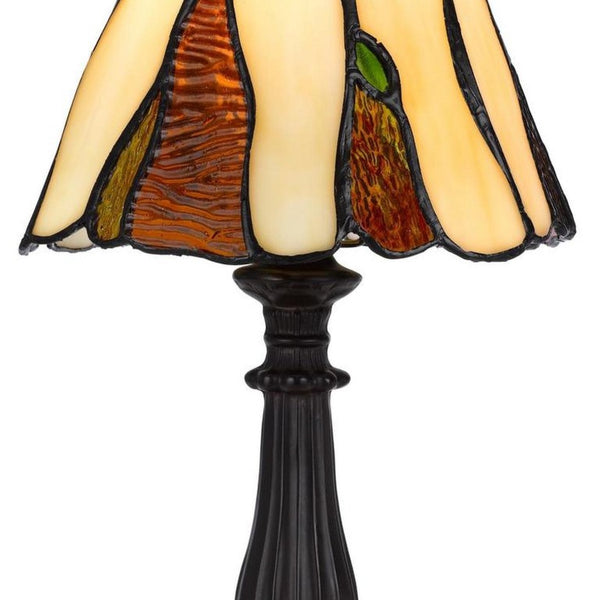 14 Inch Bronze Tiffany Style Stained Glass Table Lamp with Artistic Cone Shade
