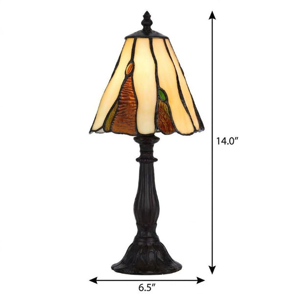14 Inch Bronze Tiffany Style Stained Glass Table Lamp with Artistic Cone Shade