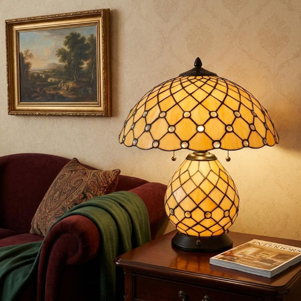 18 Inch Tiffany Style Stained Glass Dome Floor Lamp Dual Bulb Art Nouveau Accent