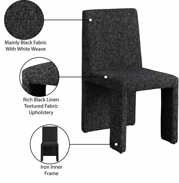 Benson Black Linen Textured Fabric Dining Chair 751Black-C Meridian Furniture