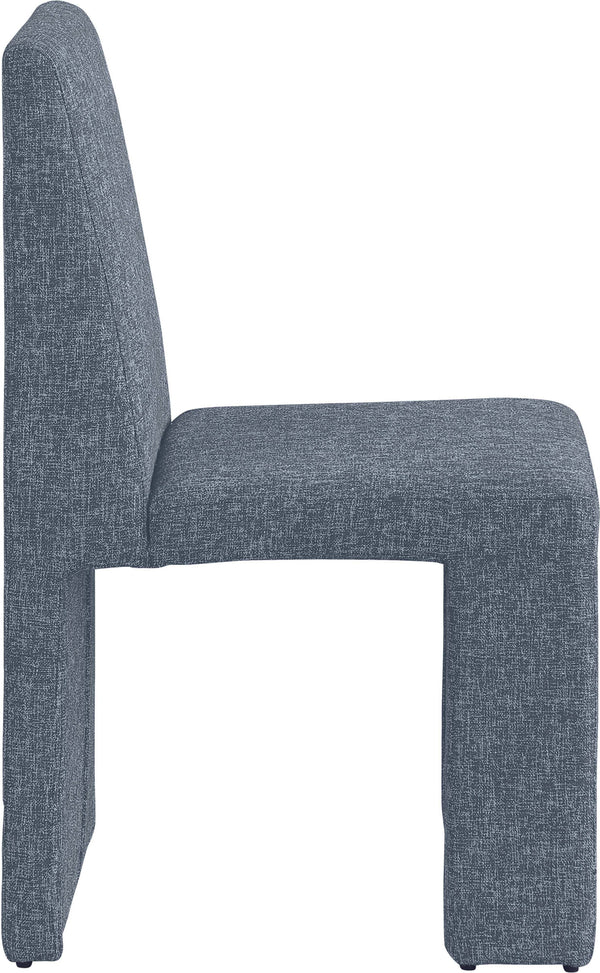Benson Blue Linen Textured Fabric Dining Chair 751Blue-C Meridian Furniture