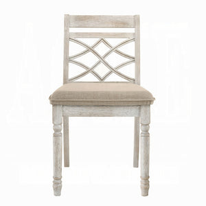 English Elm Tan Antique White Padded Side Chair Set of 2 — French Country Cottage Chic Dining Chairs, Tan Seats B062P209241