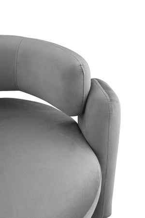 English Elm Accent Chair with Hollow Backrest for Ergonomic Support, Solid Wood Frame, Stylish Fabric Upholstery Grey W1420P194057