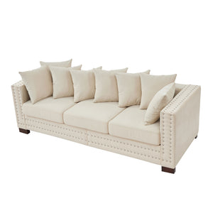 English Elm Modern Velvet Sofa With Square Armrests, Silver Nail Trim & Plush Comfort For Stylish Living Rooms W1097S00185