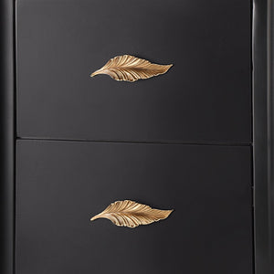 English Elm Contemporary Two Drawer Nightstand Curved Profile Feather Handles Exposed Legs Bedroom Black N761P285711B