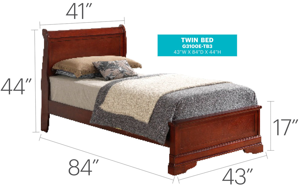 English Elm Charming Traditional Twin Bed In Rich Cherry Finish - Elegant Design For Cozy Bedrooms & Easy Assembly B078S00288