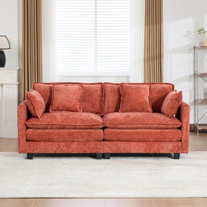 English Elm Cloud Loveseat Modern Sectional with Chenille Upholstery for a Cozy Living Space Orange W1143S00059