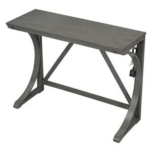 English Elm Topmax Farmhouse Counter Dining Set with Built-in Usb Charging and Upholstered Stools Gray N717P352068E