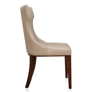 English Elm Reine Solid Beech Wood Upholstered Dining Chair with Diamond Stitching, Velvet-Look Luxury, 300lb Capacity Cream B365P397803
