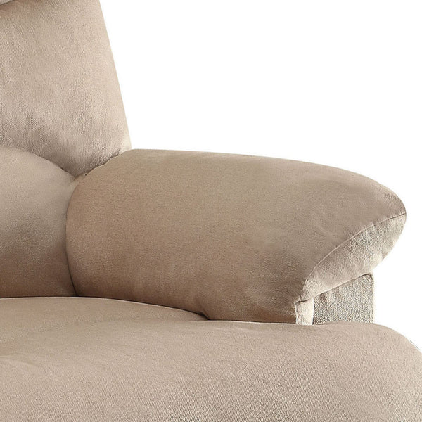 English Elm Arcadia Plush Microfiber Motion Recliner with Pillow-Top Arms, Smooth Latch Mechanism for Relaxation Beige 33 L x 31 W x 28 H B2726P256701