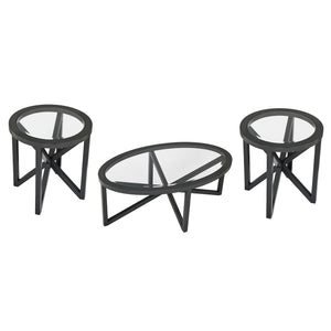 English Elm Modern Round Glass Coffee Table With Solid Wood Base – Sleek, Durable Design For Living Spaces W487P317845