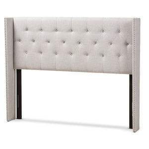 Baxton Studio Baxton Studio Ally Winged Headboard - Stylish Greyish Beige Fabric with Button Tufting & Trim BBT6628-Greyish Beige-King HB