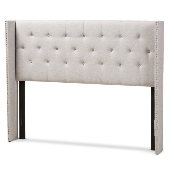 Baxton Studio Baxton Studio Ally Winged Headboard - Stylish Greyish Beige Fabric with Button Tufting & Trim BBT6628-Greyish Beige-King HB